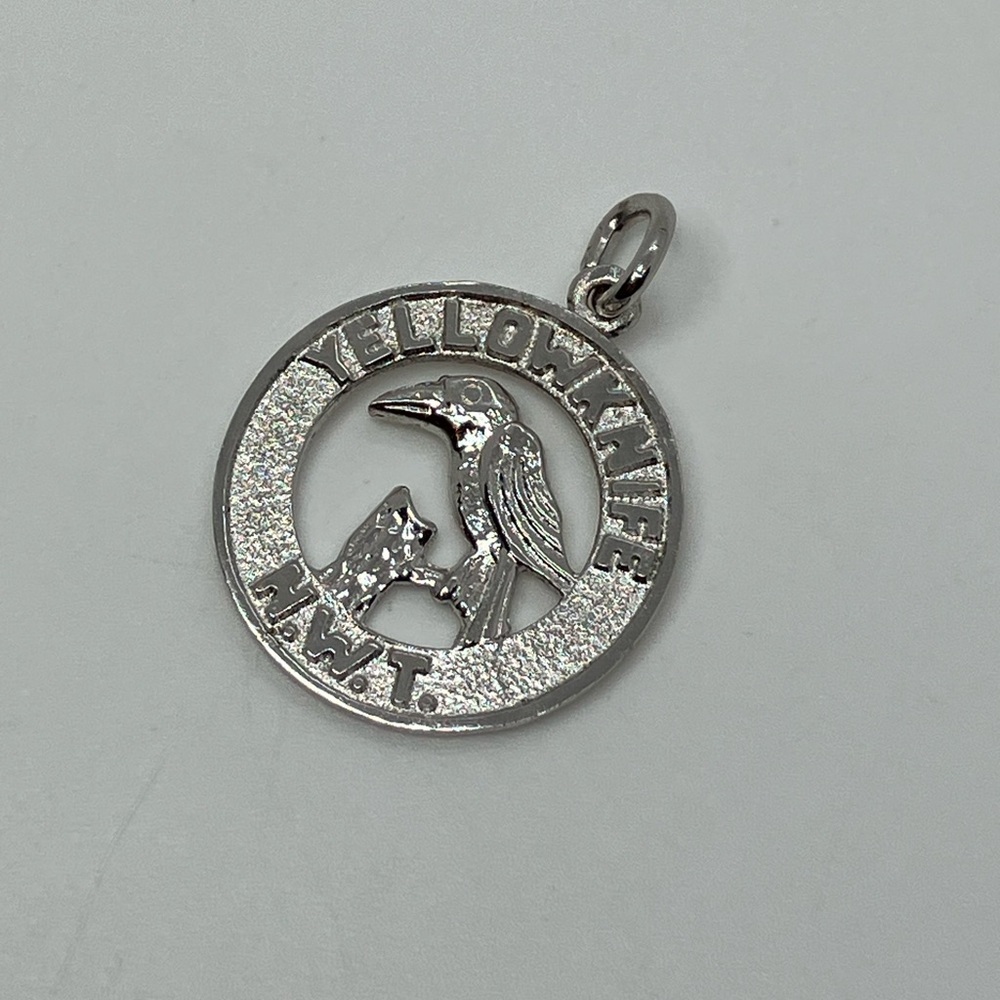 Vtg Sterling Silver Yellowknife NWT Canada Raven Crow Souvenir Charm | .9”